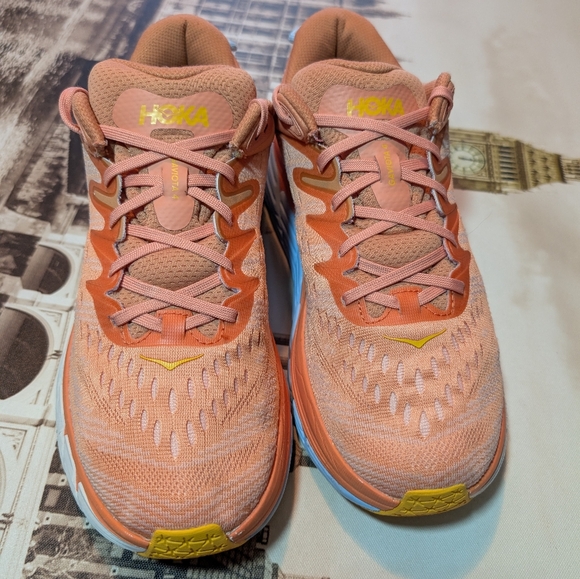 Hoka One One Gaviota 4 Orange Athletic Running Shoes Comfort Women Size 11 - Picture 3 of 13